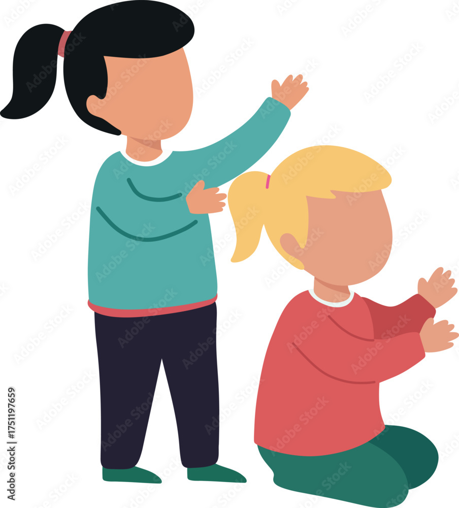 Fototapeta premium Two Faceless Children Playing