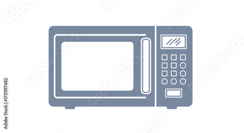 Modern Grey Microwave Oven Kitchen Appliance Illustration.