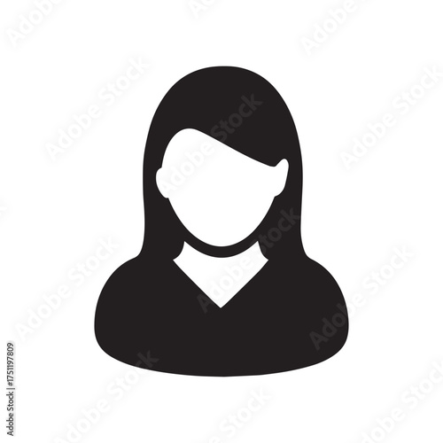Staff icon vector female user person profile avatar symbol for business in a flat color glyph pictogram sign illustration