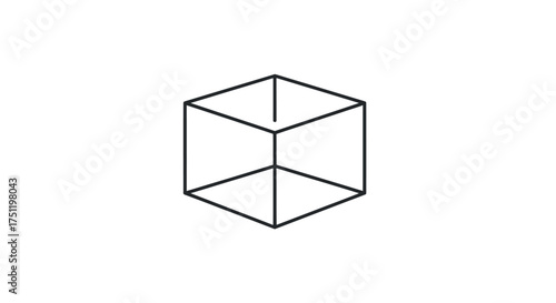 Simple Wireframe Cube Geometric Shape Illustration.