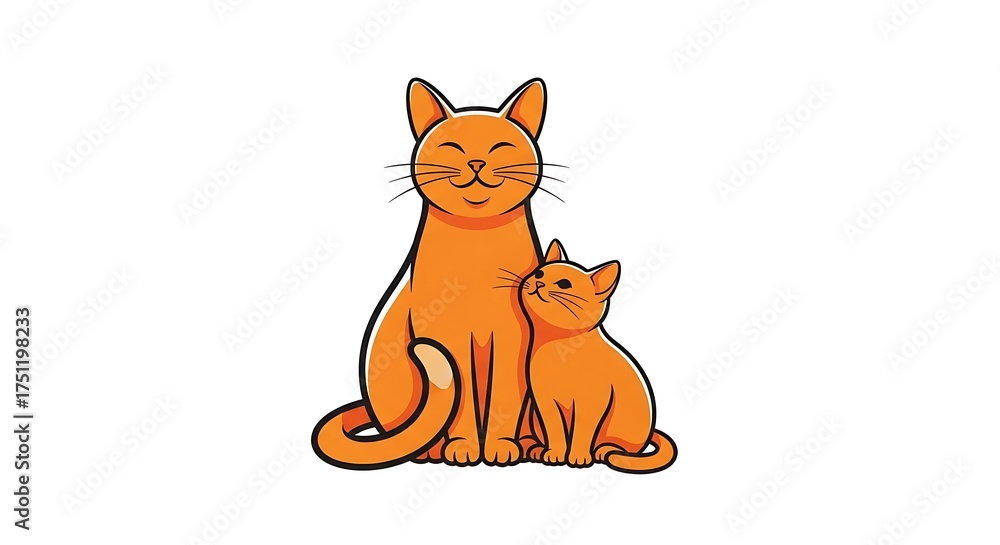 Obraz premium Adorable Orange Cats - Mother and Kitten in a Loving Embrace.