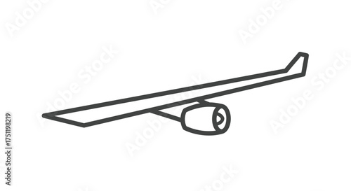 Minimalist Airplane Wing with Jet Engine Line Art Illustration.