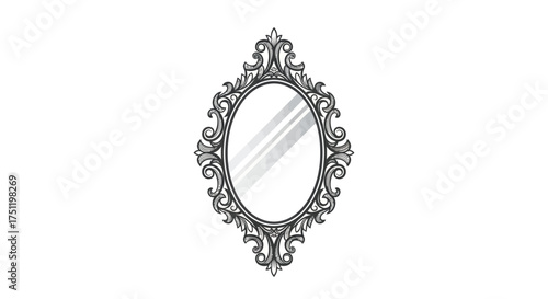 Ornate Oval Mirror with Detailed Decorative Frame Design.