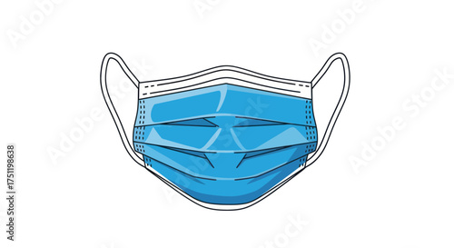 Blue Surgical Face Mask with Ear Loops Illustration.