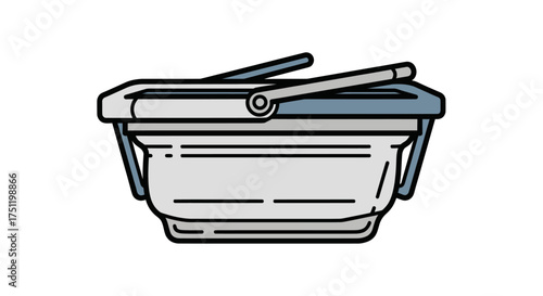 Light Grey Collapsible Basket Flat Design Illustration.