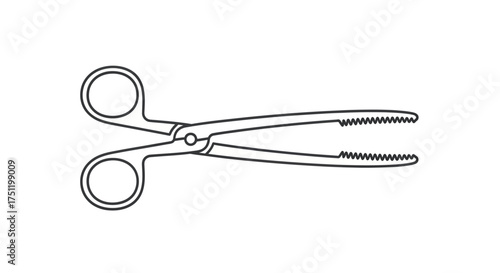 Surgical Forceps with Serrated Jaws and Finger Rings.