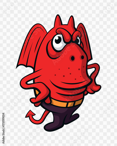 Cute Red Devil Cartoon Character for Halloween Vector Illustration