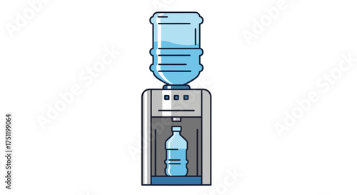 Water Cooler with Bottle Dispenser and Blue Water Container.