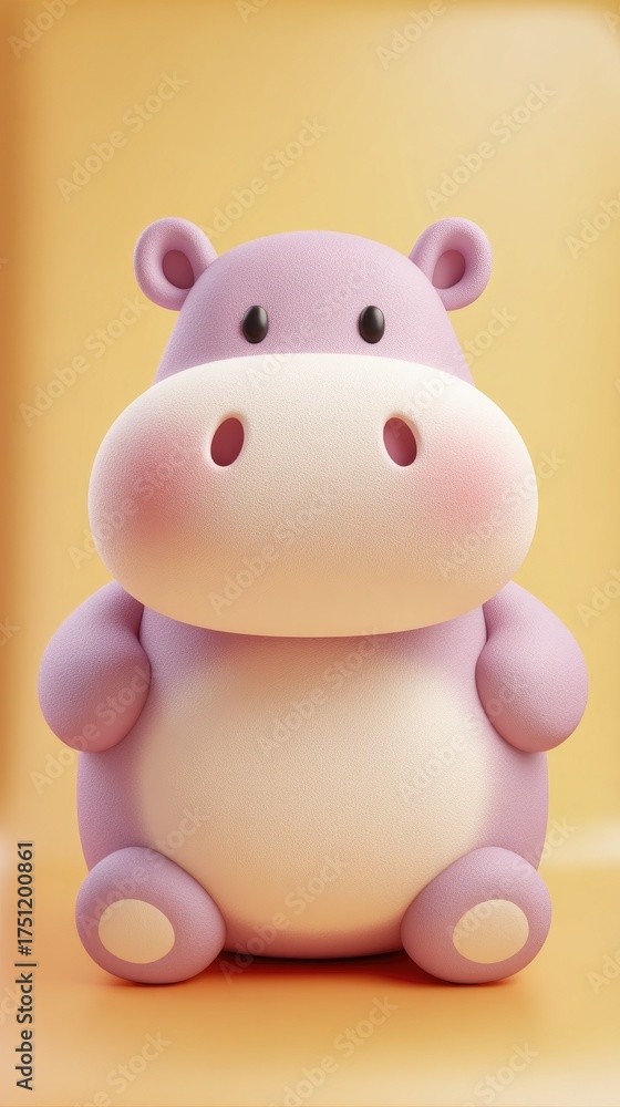 Fototapeta premium Adorable Purple Hippo Toy - Cute and Playful Stuffed Animal.