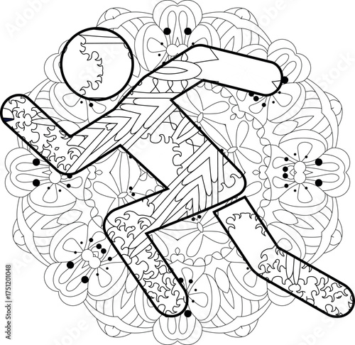 Athletics decorative icon on mandala. Olympic sport