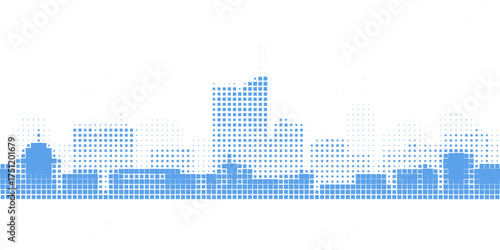 City skyscraper abstract modern background, futuristic digitalization concept.