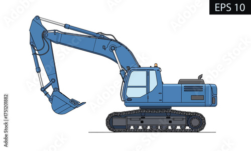 Detailed Blue Excavator Illustration Heavy Machinery for Construction and Earthmoving Projects