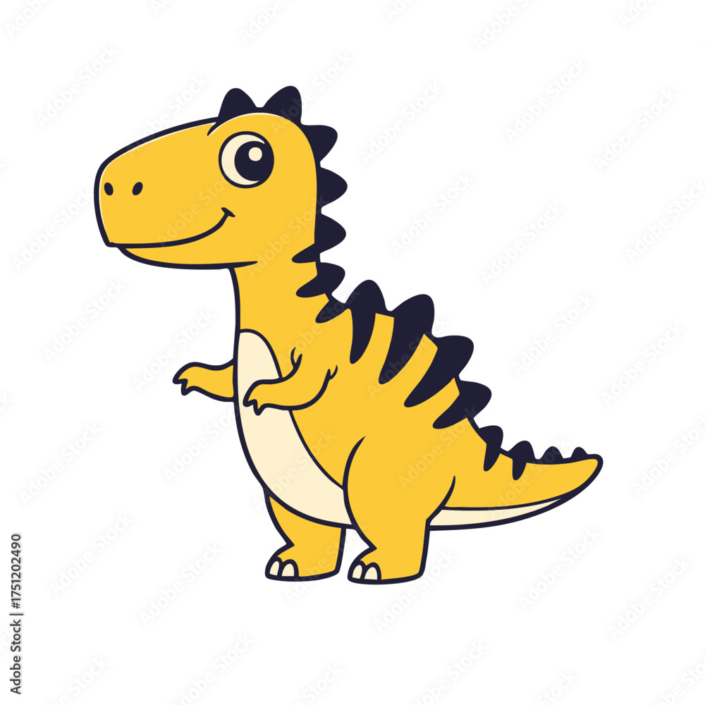 Fototapeta premium Cartoonish Yellow Dinosaur with Dark Blue Spikes and a Friendly Expression