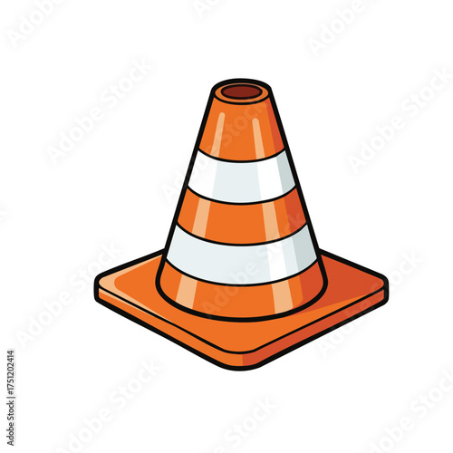 orange traffic cone with white stripes clip art preview