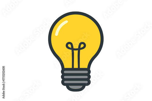 Bright yellow glowing light bulb representing a new idea and creative inspiration