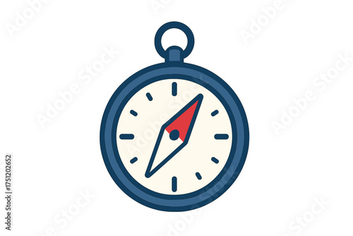 Stylized navigational tool featuring a magnetic needle and blue casing