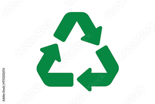 Universal green recycling symbol of three arrows forming a triangle for environmental sustainability