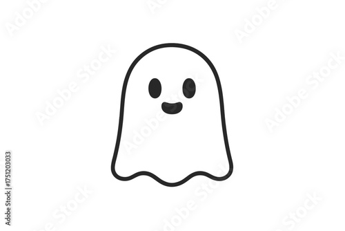 Friendly and cute smiling cartoon ghost character for Halloween holiday design