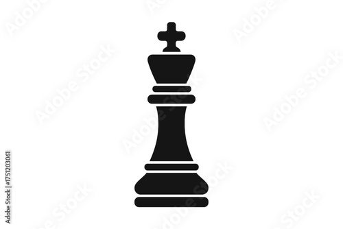 Stylized black silhouette of a king chess piece symbolizing strategy, power, and leadership