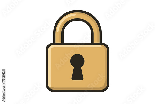 Simple golden padlock icon with black keyhole symbolizing security and protection