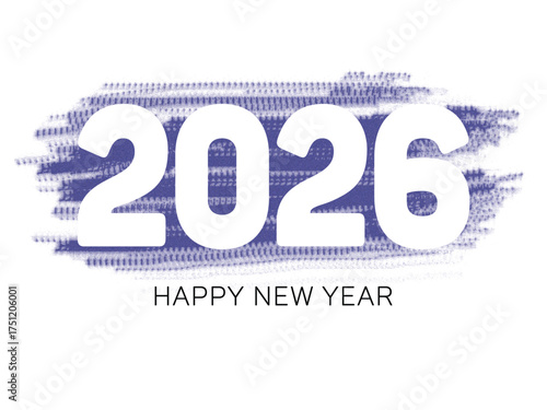 Happy New Year 2026 With Bold Blue Brush Stroke Design and Modern Typography