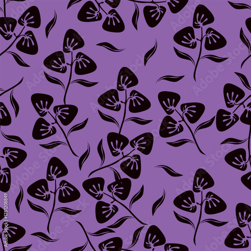 Floral botanical vector texture pattern with flowers and leaves. Seamless pattern can be used for wallpaper, pattern fills, web page background, surface textures.
