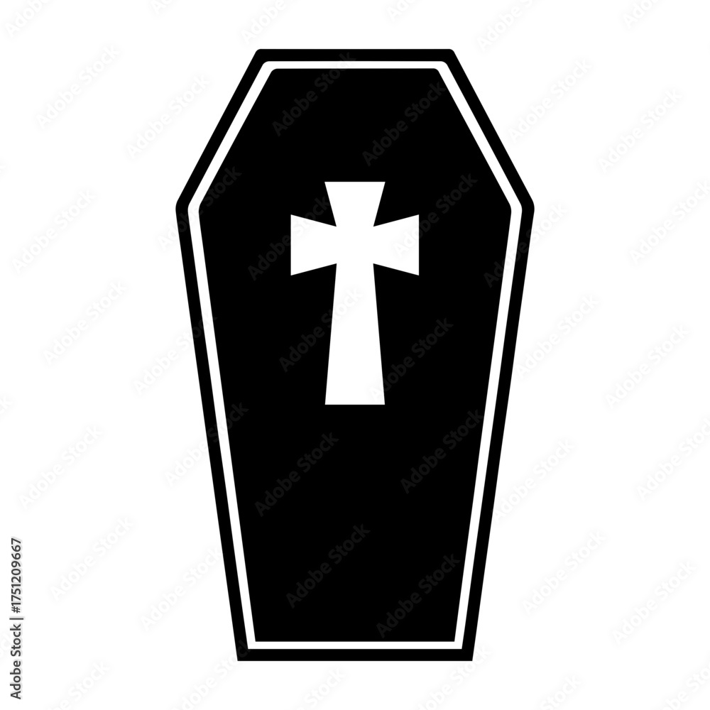 Obraz premium Coffin icon with cross