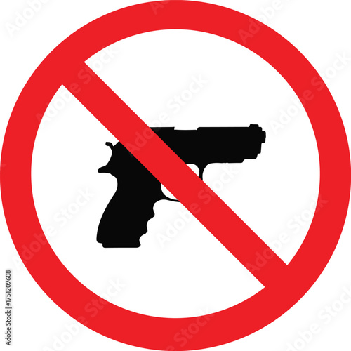 No guns allowed firearm free zone safety sign.Stop gun violence symbol prohibition sign vector illustration vector.