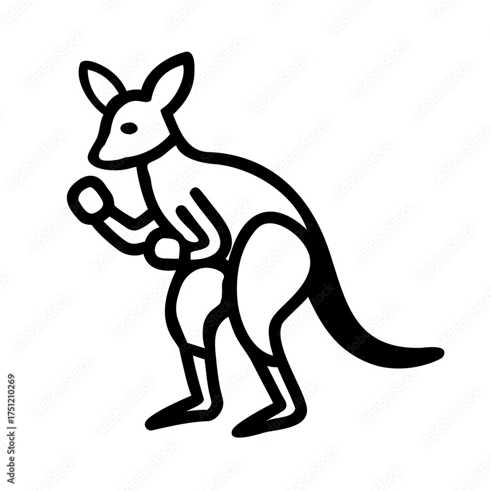 Fototapeta premium Standing Kangaroo Silhouette - Wildlife of Australia