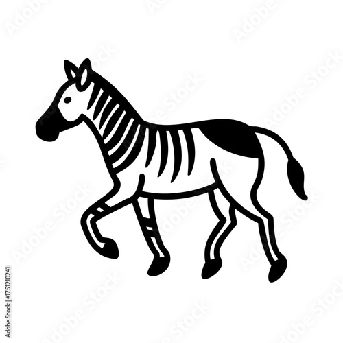 Walking Zebra Silhouette, African Safari Animal Vector Icon