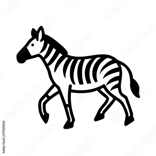 Standing Zebra with Stripes Pattern, Simple Wildlife Logo