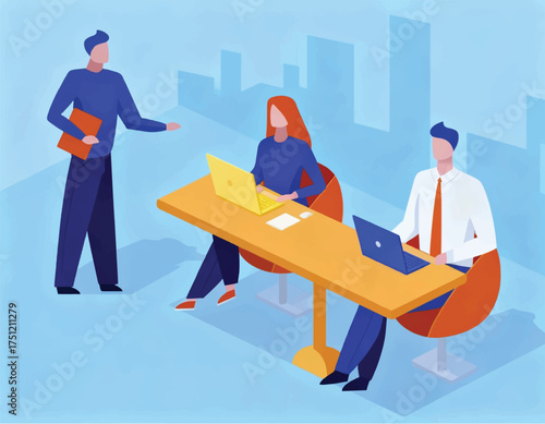 Business man or ceo giving the brief to employee in the corporate office
