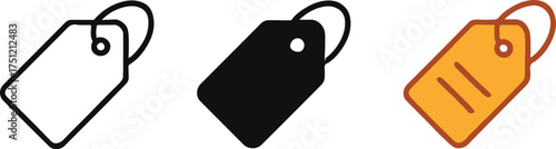 Three different styles of price tags on white background Keywords: tag, price tag, label, sale