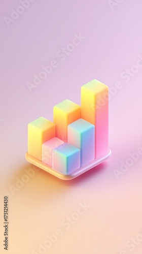 Colorful 3D Bar Graph Illustrating Growth and Progress.