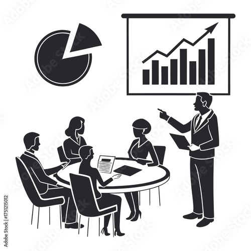 Print Business presentation with growth chart meeting