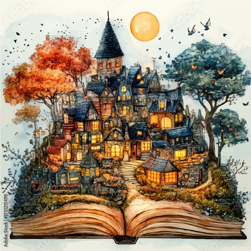 Storybook, watercolor clipart vector, isolated on a white background.