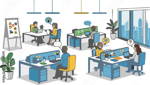 Flexible Hot Desking Office Vector Illustration 123
