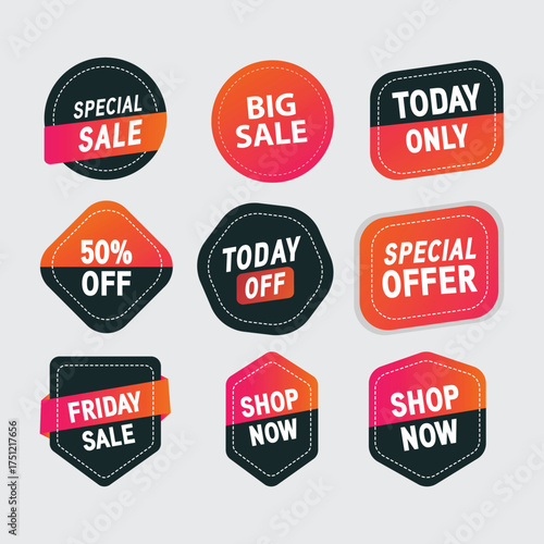 Eye-Catching Sale Banners and Discount Badges for Retail and Marketing Promotions