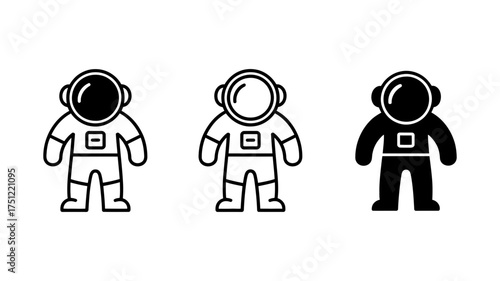 Vector art of astronaut icon set featuring a spaceman in different poses, perfect for space exploration and science fiction themes