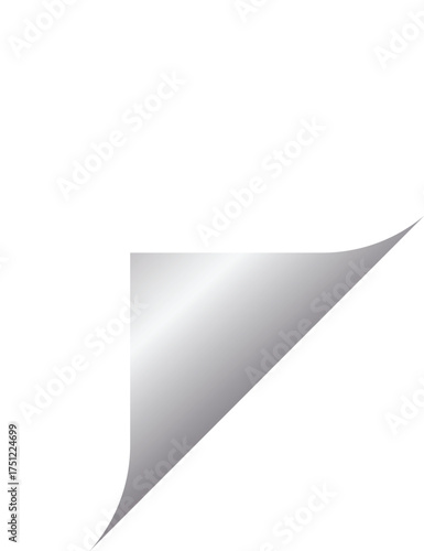 Silver page curl effect reveals white surface underneath with elegant soft gradients, transparent