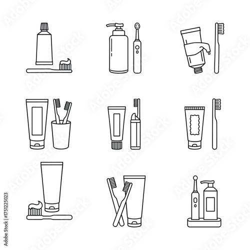Toothpaste and Brush Outline Artwork Design