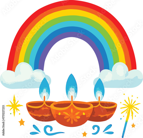 Rainbow and Diyas Festive Greeting