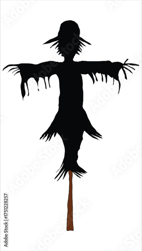 Spooky Scarecrow Silhouette on Pole Halloween Decoration