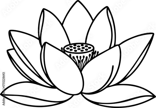 Elegant lotus flower icon symbolizing purity serenity and enlightenment for wellness spa and spiritual designs
