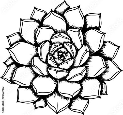 Elegant hand drawn succulent illustration, perfect for botanical art, home decor, and natural wellness branding projects seeking organic beauty.