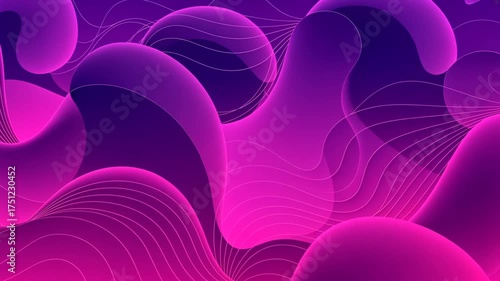 Modern abstract background featuring dynamic fluid shapes and flowing wavy lines with vibrant pink and purple gradients