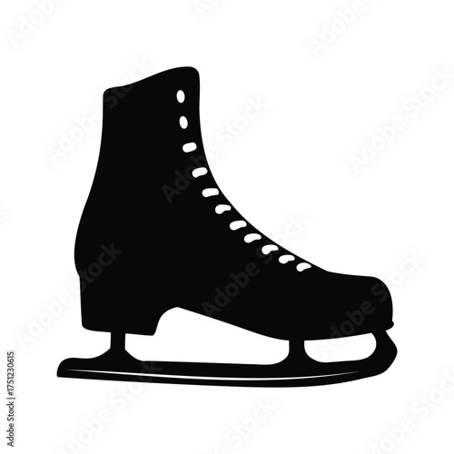 A Single Silhouette of an Ice Skate Ready to Glide on Ice, ice skates silhouette vector illustration