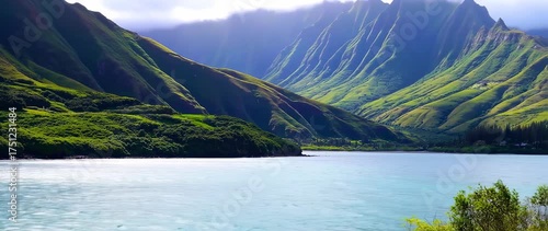 Wallpaper Mural Majestic mountain scenery reflects in the tranquil water of a tropical paradise, lush greenery and Torontodigital.ca