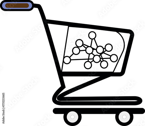 Shopping Cart Vector — Digital Commerce and Machine Learning Concept Illustration