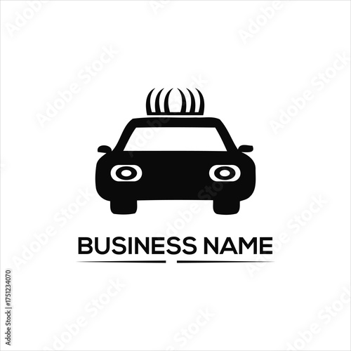 Black car with siren and business name vehicle transportation